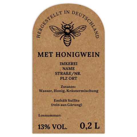 Natürliche Nadja – Rechteckiges Flaschenetikett mit Abrundung 50x90mm für 200ml Met