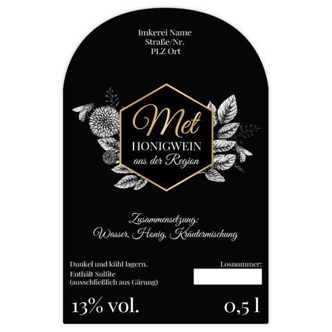 Nobler Norbert – Rechteckiges Flaschenetikett mit Abrundung 65x100mm für 500ml Met