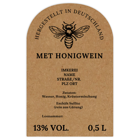 Natürliche Nadja – Rechteckiges Flaschenetikett mit Abrundung 65x100mm für 500ml Met