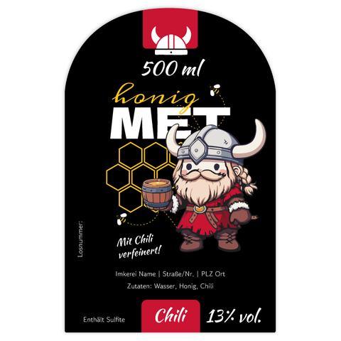 Wilder Wiki – Rechteckiges Flaschenetikett mit Abrundung 65x100mm für 500ml Met