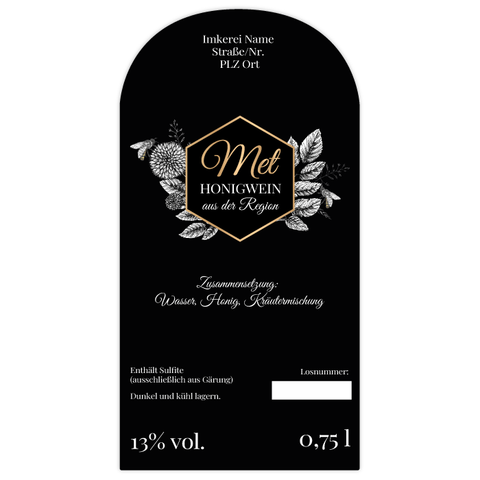 Nobler Norbert – Rechteckiges Flaschenetikett mit Abrundung 65x125mm für 750ml Met