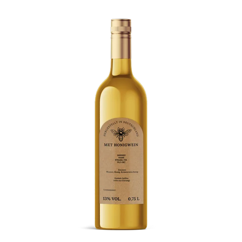 Natürliche Nadja – Rechteckiges Flaschenetikett mit Abrundung 65x125mm für 750ml Met