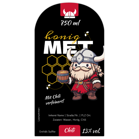 Wilder Wiki – Rechteckiges Flaschenetikett mit Abrundung 65x125mm für 750ml Met