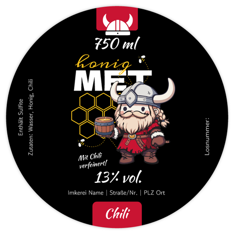 Wilder Wiki – Rundes Flaschenetikett mit Abrundung 90x90mm für 750ml Met