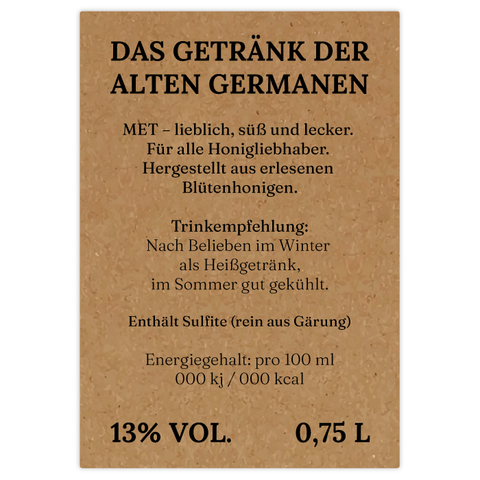 Natürliche Nadja – Rechteckiges Rückenetikett 70x100mm für 750ml Met
