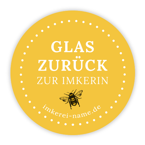Runder Sticker 30x30mm - Glas zurück zur Imkerin | Biene