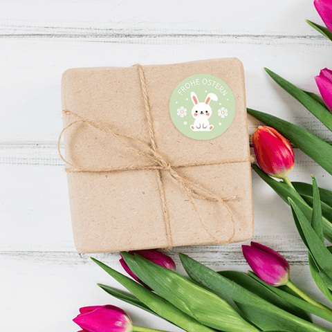 Runder Sticker 40x40mm - Frohe Ostern Hase