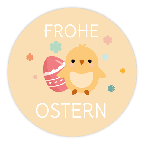Runder Sticker 40x40mm - Frohe Ostern Küken