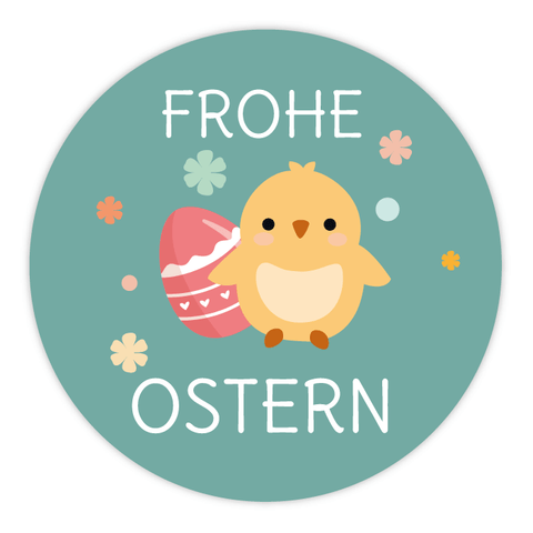 Runder Sticker 40x40mm - Frohe Ostern Küken