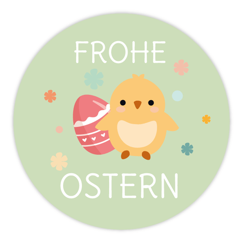 Runder Sticker 40x40mm - Frohe Ostern Küken