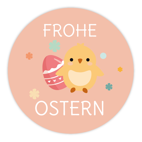 Runder Sticker 40x40mm - Frohe Ostern Küken