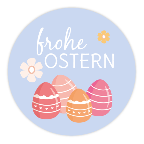 Runder Sticker 40x40mm - Frohe Ostern Ostereier