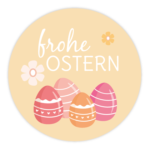 Runder Sticker 40x40mm - Frohe Ostern Ostereier