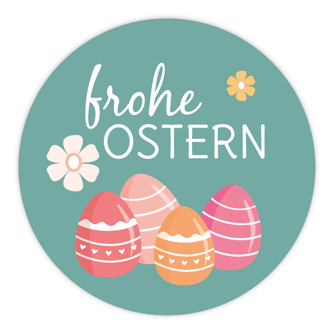 Runder Sticker 40x40mm - Frohe Ostern Ostereier
