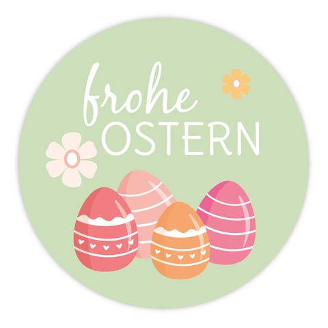Runder Sticker 40x40mm - Frohe Ostern Ostereier