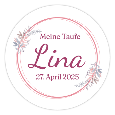 Runder Sticker 50x50mm - Taufe Lina