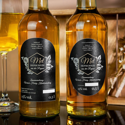 Nobler Norbert – Rechteckiges Flaschenetikett mit Abrundung 50x90mm für 200ml Met