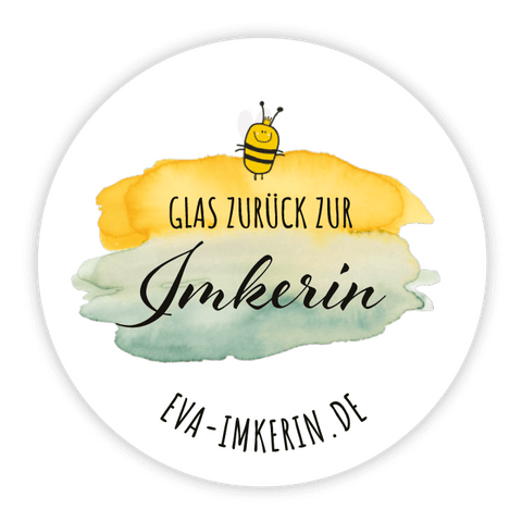Runder Sticker 30x30mm - Glas zurück zur Imkerin | Aquarell-Optik
