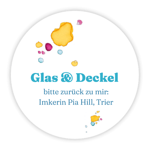 Runder Sticker 30x30mm - Glas und Deckel zurück
