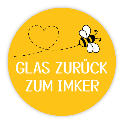 Etikett Kreisrund 35x35mm | Glas zurück zum Imker - Gelb