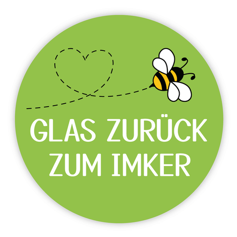 Etikett Kreisrund 35x35mm | Glas zurück zum Imker - Grün
